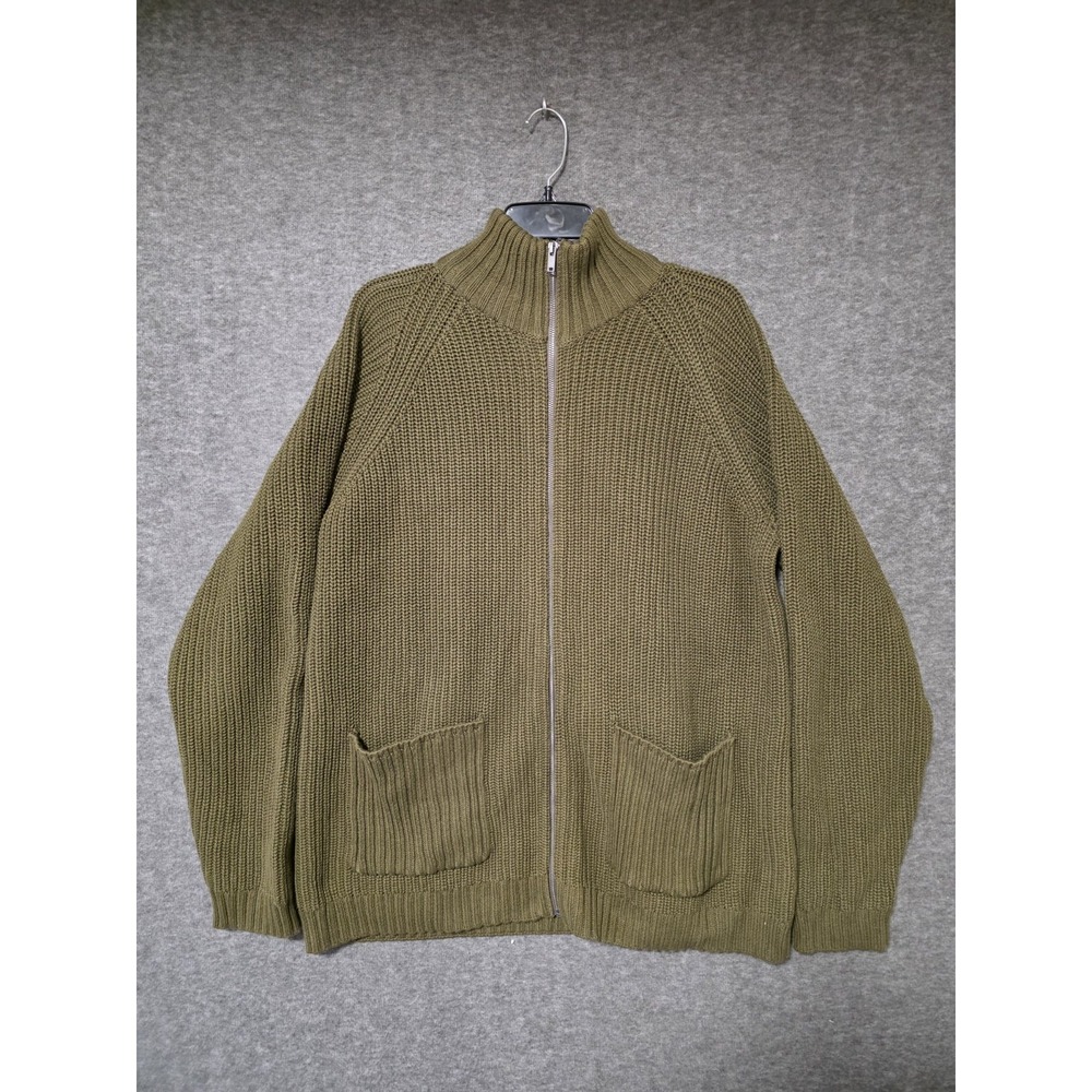 Stoic Men's XL Full Zip Sweater Jacket Green Gorpcore Knit Stretch Heavyweight